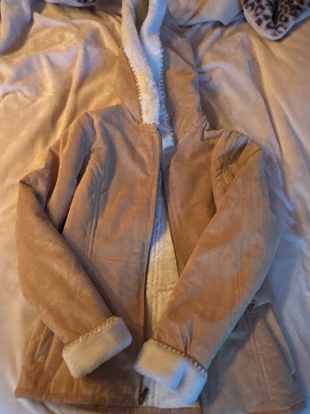 Sonoma Tan Faux-Suede Teddy Jacket with Cream Sherpa